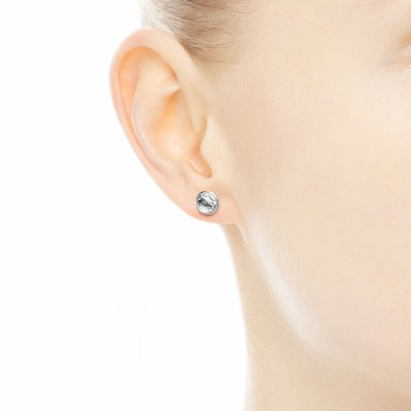 Pandora April Droplets Stud Earrings Ireland - Sterling Silver/Grey/Crystal - 670325XUO